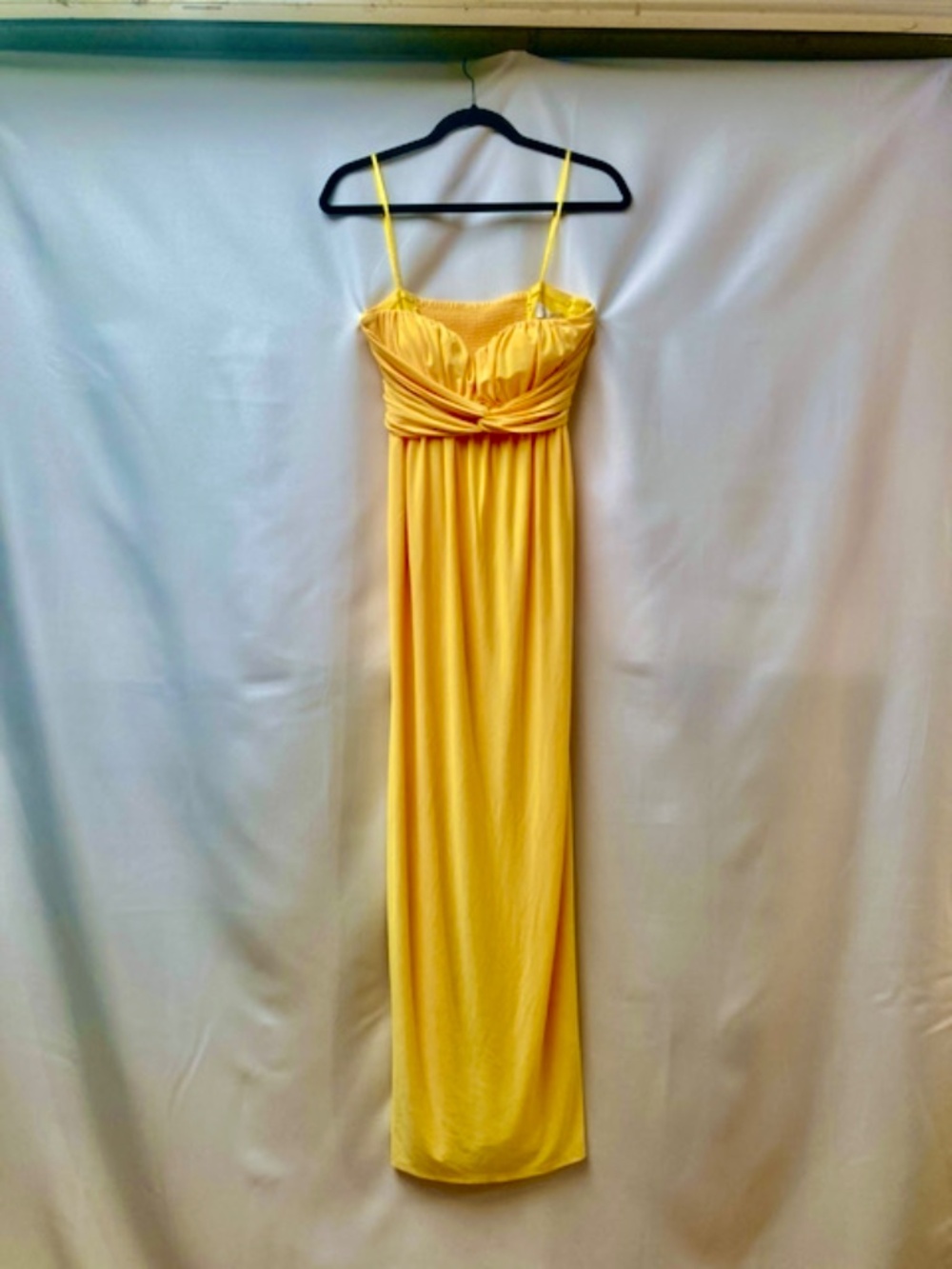 Jessica Simpson Yellow Strapless Sweetheart Maxi Dress Jersey Size 6 - Picture 3 of 7
